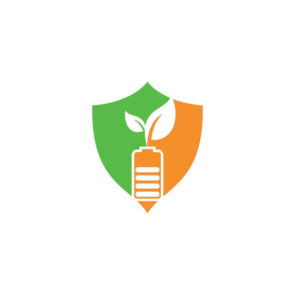 Battery leaves vector logo design. Battery and leaf icon natural energy symbol design element logo template