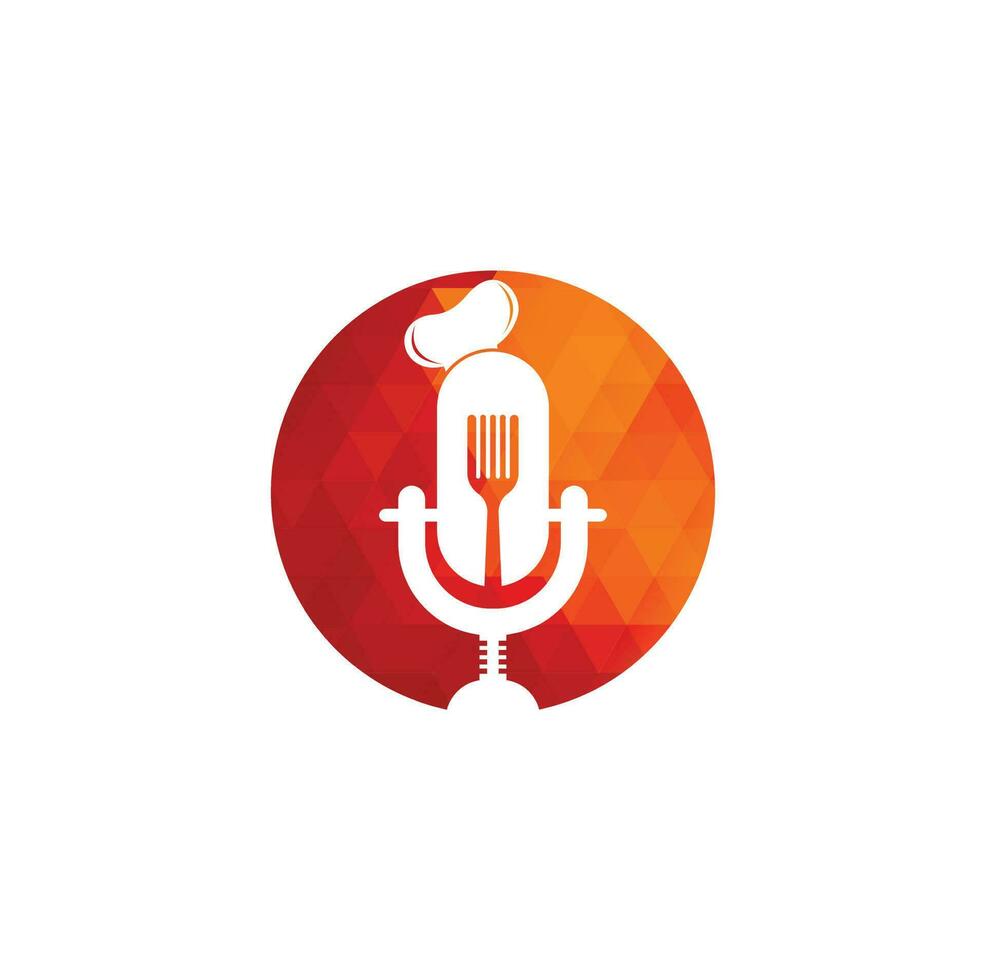 Chef podcast logo design template. chef education logo design vector