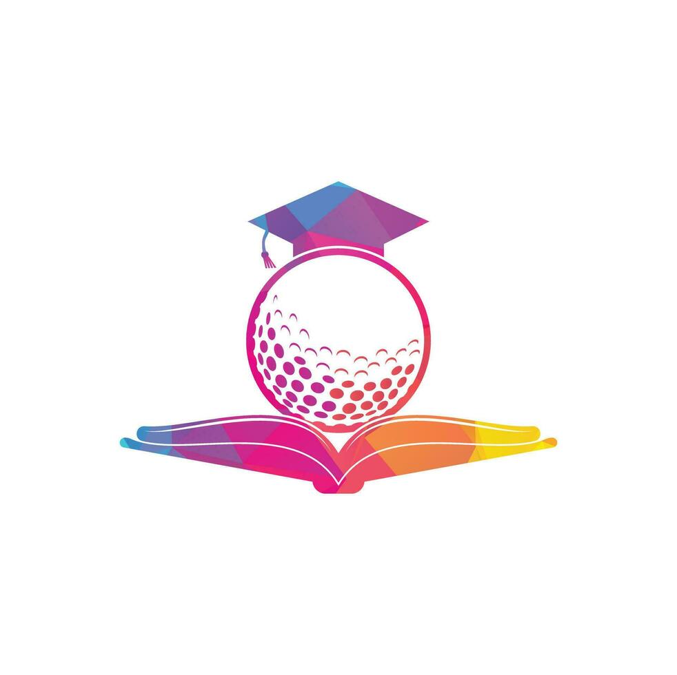 vector de diseño de logotipo de golf de libro de graduación. elemento de diseño de logotipo de icono de libro de golf