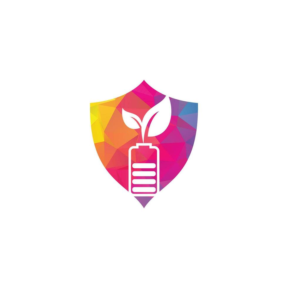 Battery leaves vector logo design. Battery and leaf icon natural energy symbol design element logo template