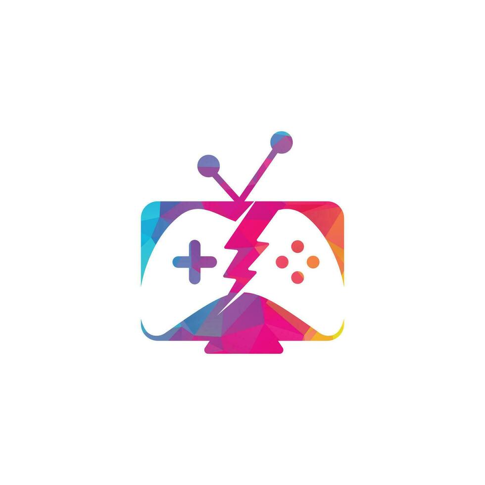 gamepad and tv, play game icon. Game and tv logo design vector