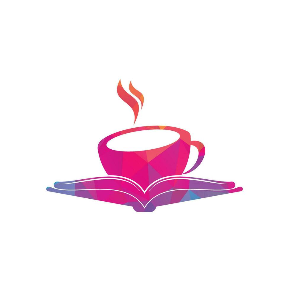 diseño del logotipo del vector del libro de café. logo icónico de la librería de té.