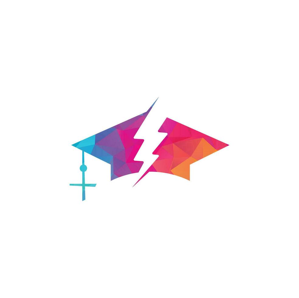 Flash education cap vector logo template. Thunder and hat symbol