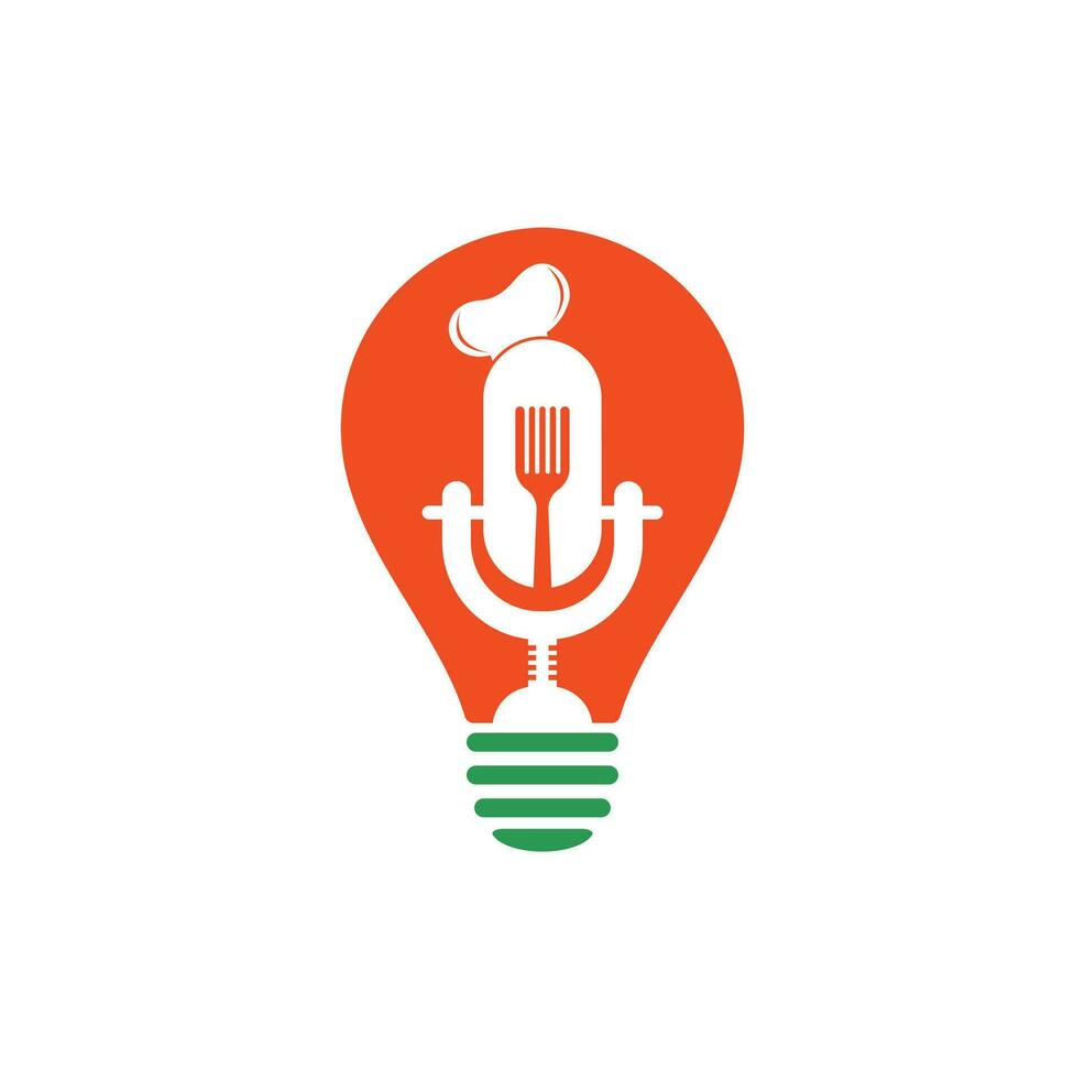 Chef podcast bulb shape concept logo design template. chef education logo design vector