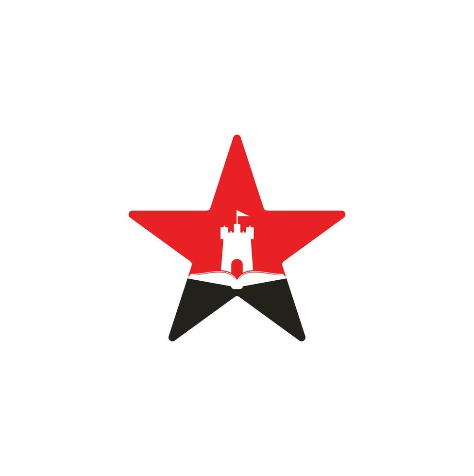 vector de diseño de plantilla de logotipo de concepto de forma de estrella de libro de castillo. combinación de logo de libro y castillo.