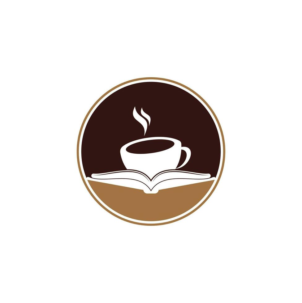 Coffee book vector logo design. Tea Book Store Iconic Logo.