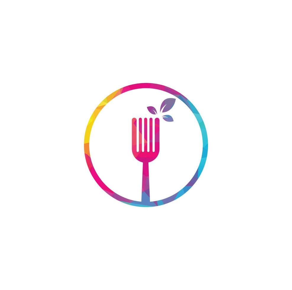 Healthy Food Logo design. Fork and leaf Logo icon. vector