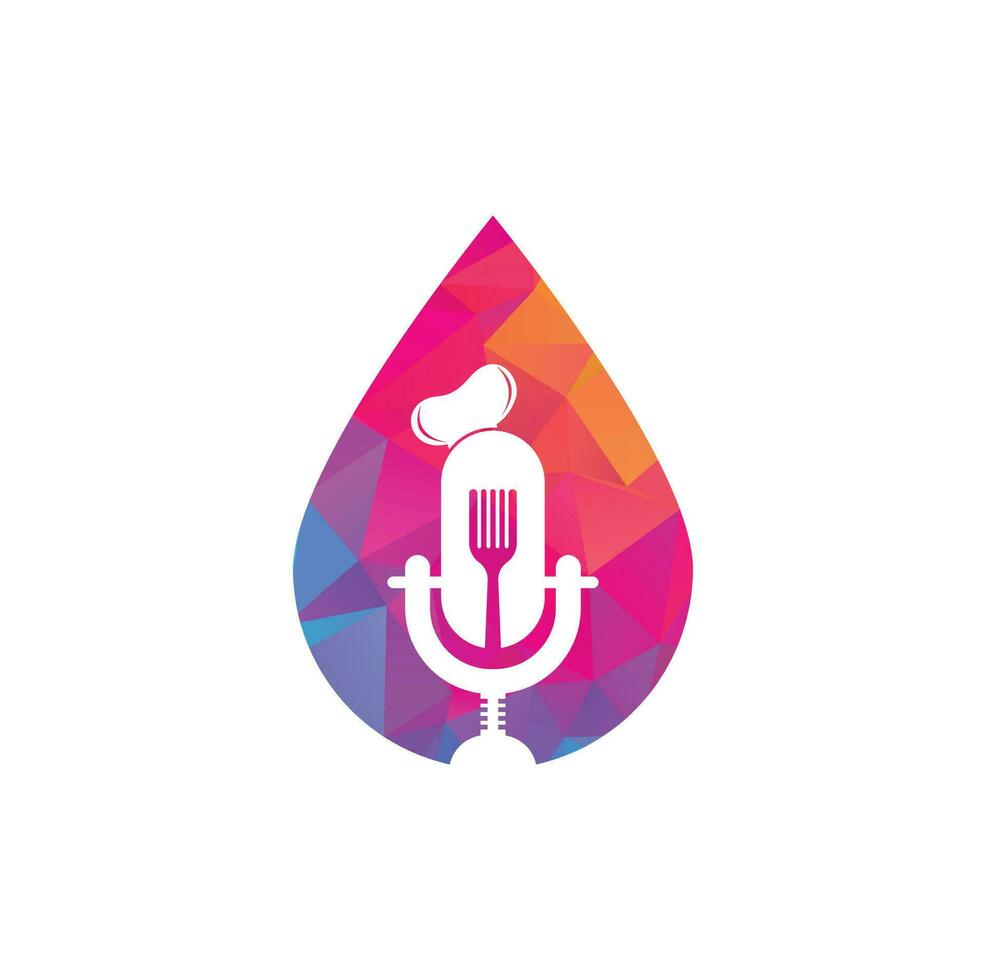 Chef podcast drop shape concept logo design template. chef education logo design vector