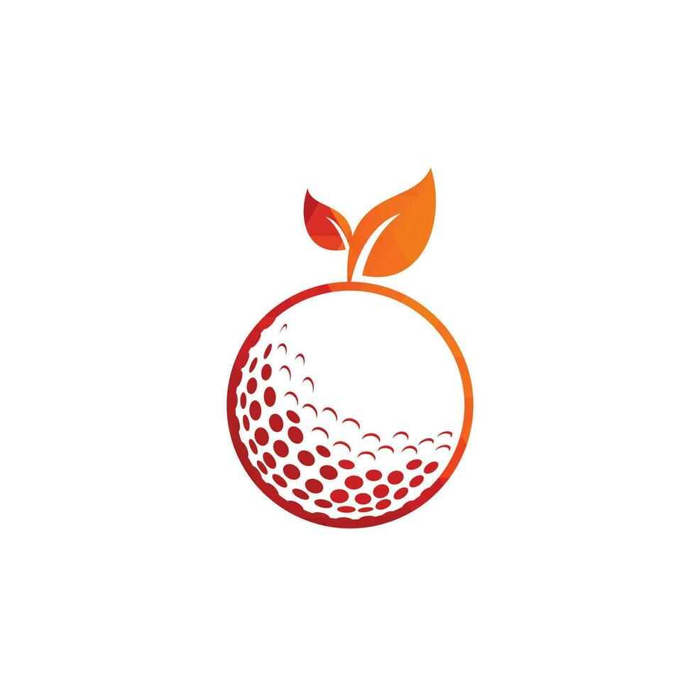 Golf leaves logo template. Golf ball and leaves, golf ball and sport logo vector