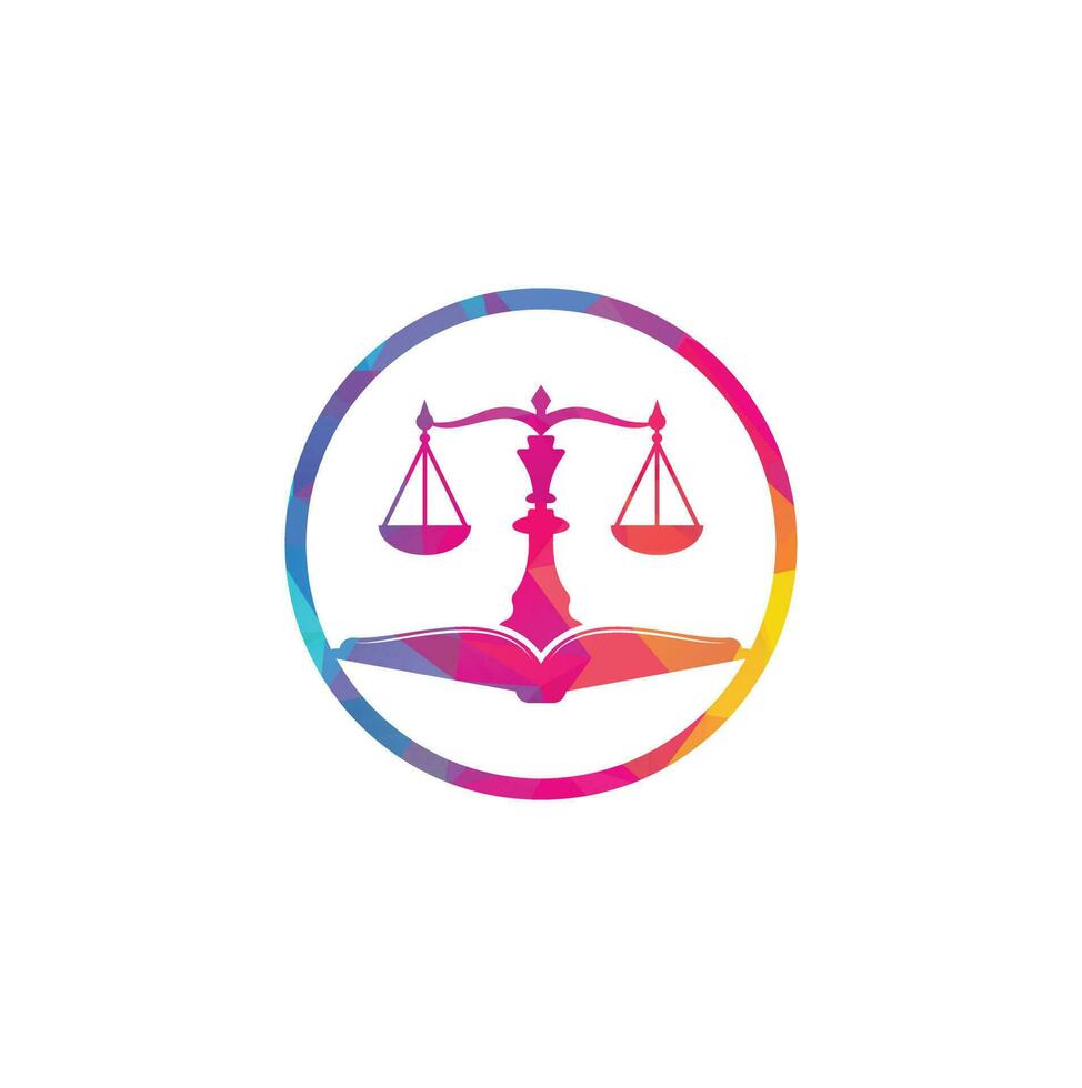 Law education logo design. Vector Libra and open book logo combination.