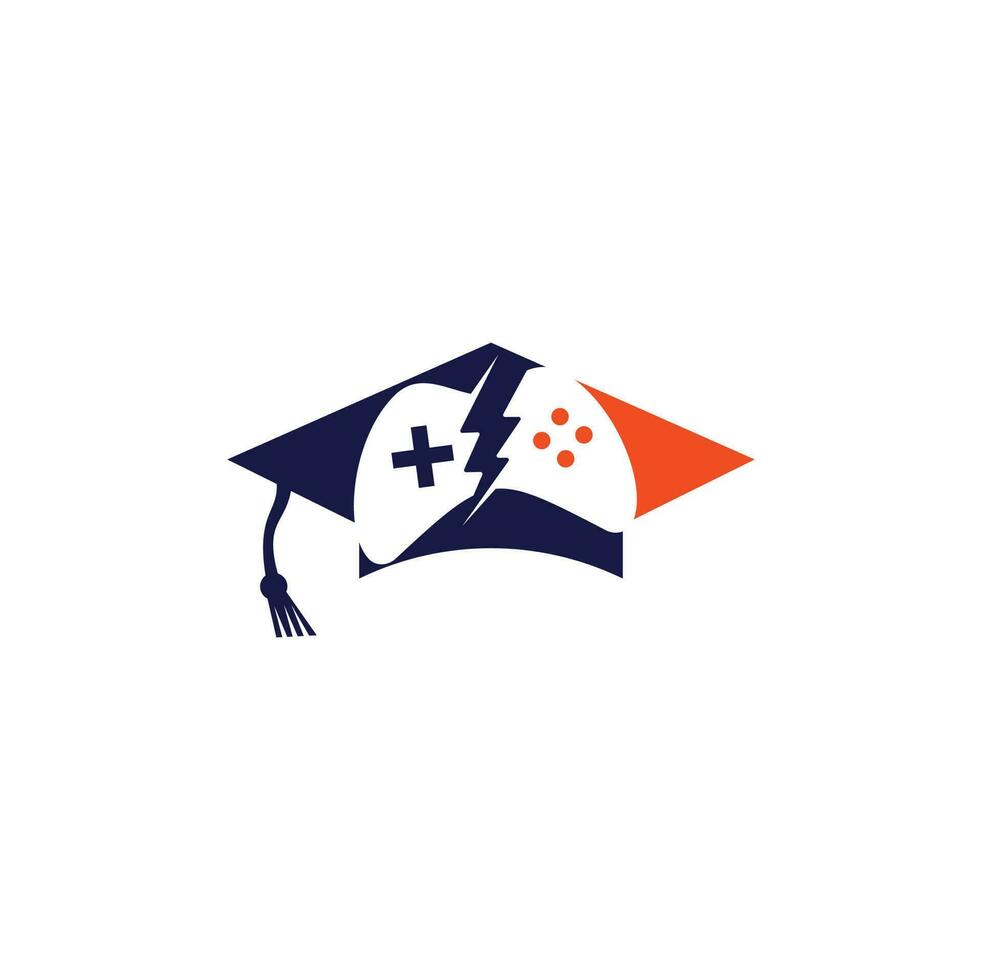 elemento de diseño del logotipo de educación de juegos. diseño del logo del juego y la gorra de graduación. vector