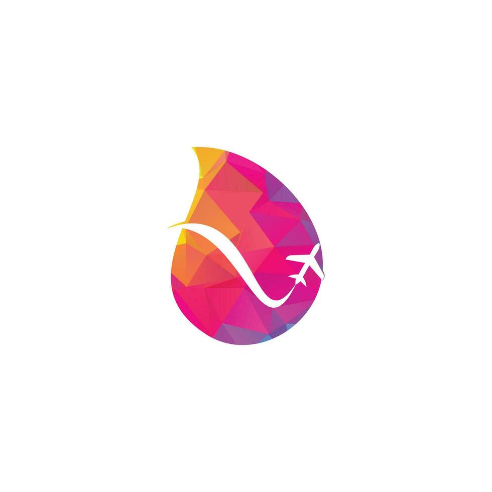 Airplane  Travel drop shape concept Logo. vector