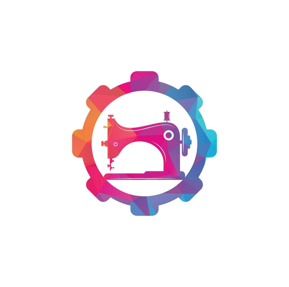Manual sew machine gear shape concept logo icon. Simple illustration of manual sew machine icon. vector