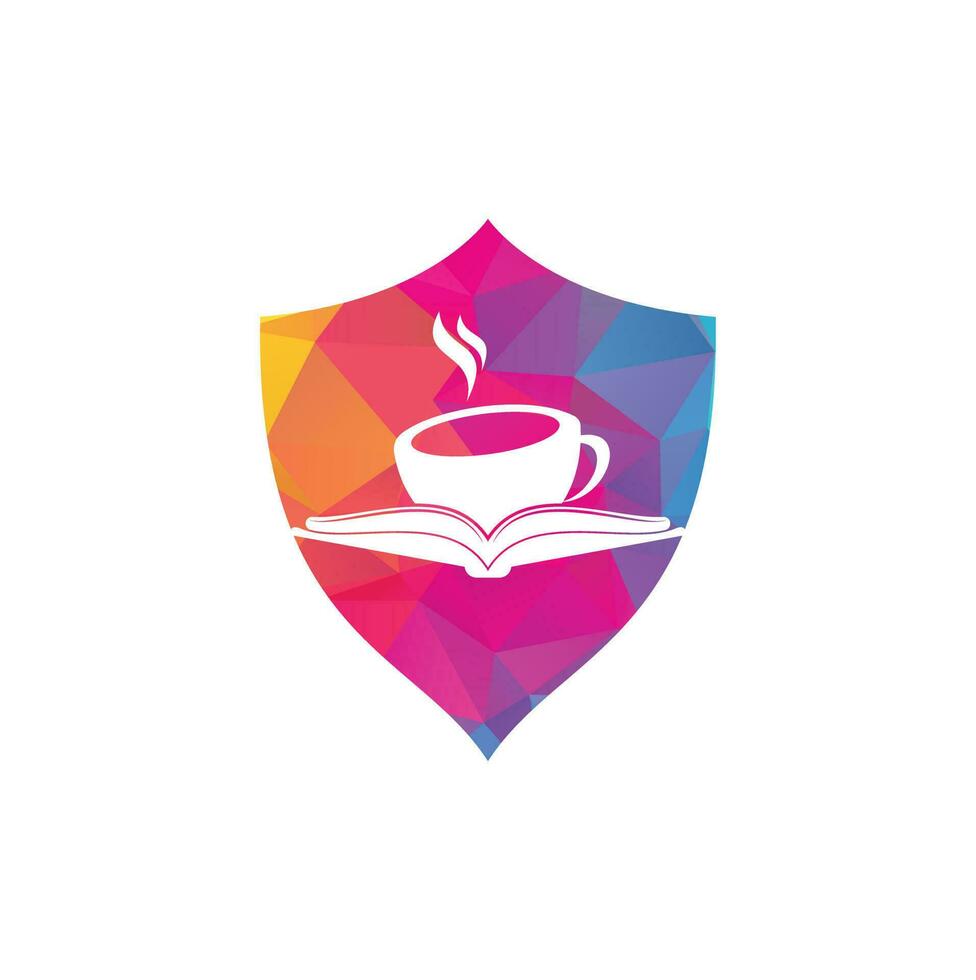 diseño del logotipo del vector del libro de café. logo icónico de la librería de té.