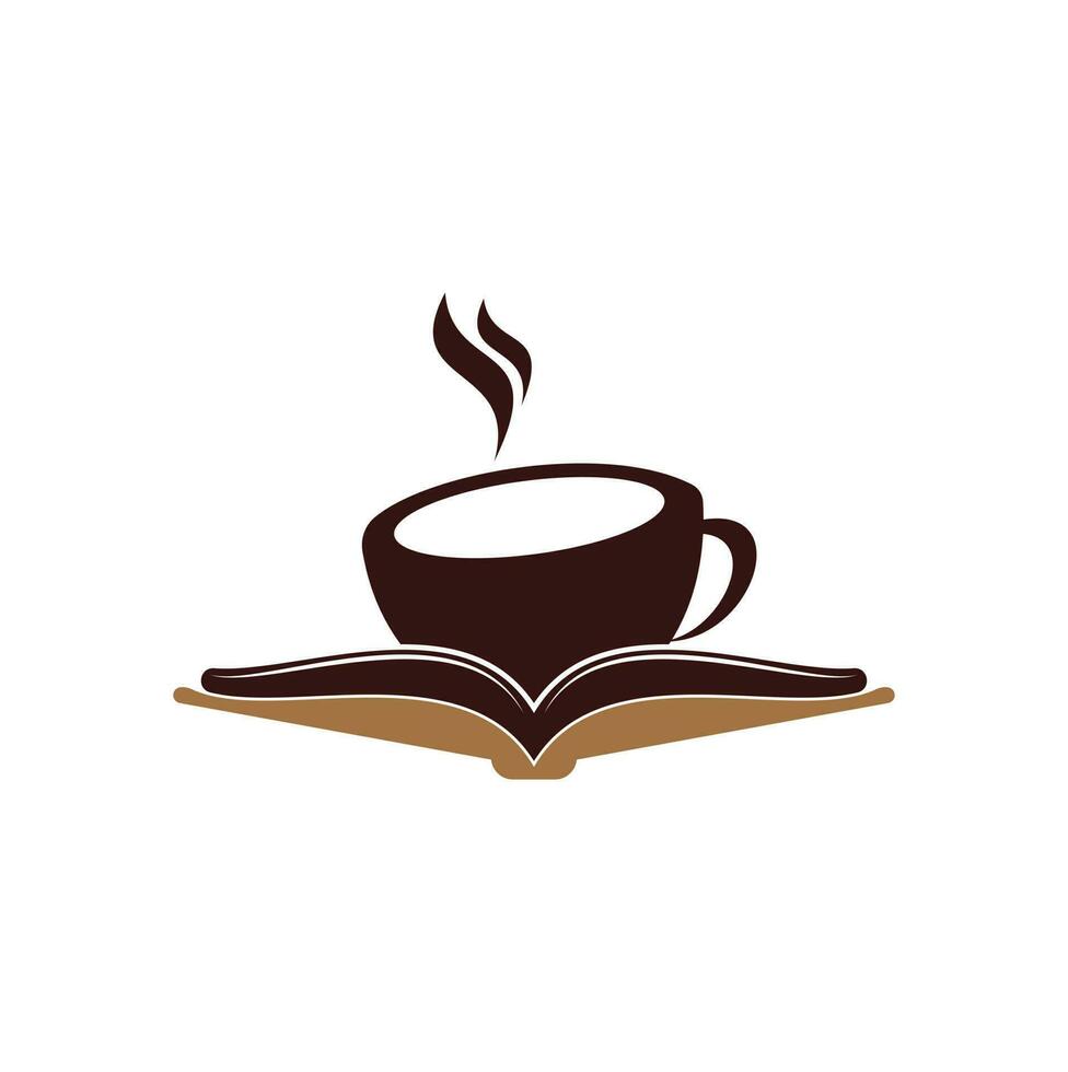 Coffee book vector logo design. Tea Book Store Iconic Logo.