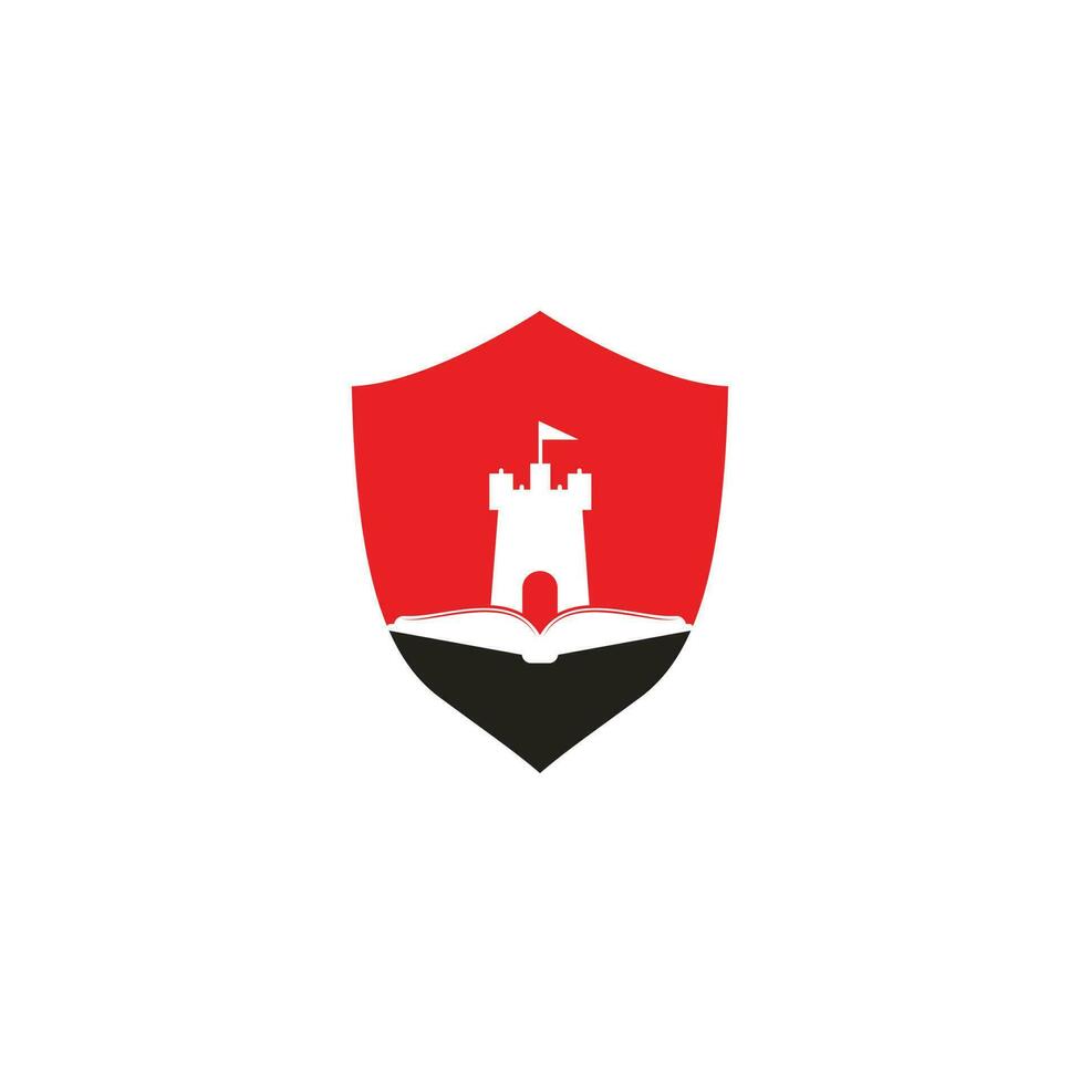 Castle Book Logo Template Design Vector. Book and castle logo combination. Tower and market symbol or icon. vector