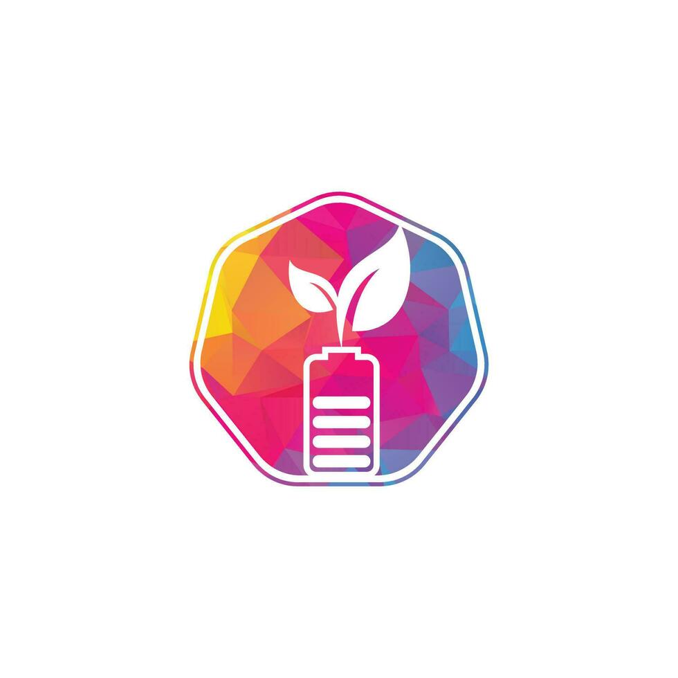 Battery leaves vector logo design. Battery and leaf icon natural energy symbol design element logo template