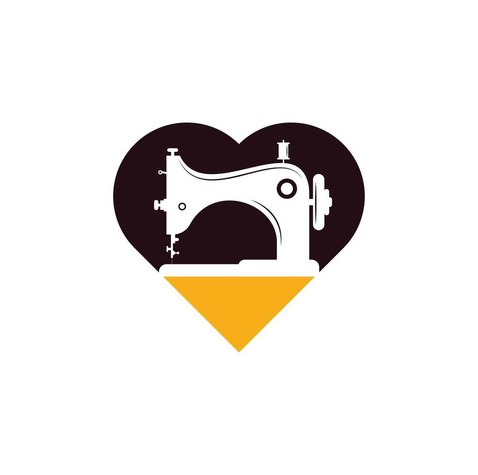 Manual sew machine heart shape concept logo icon. Simple illustration of manual sew machine icon. vector