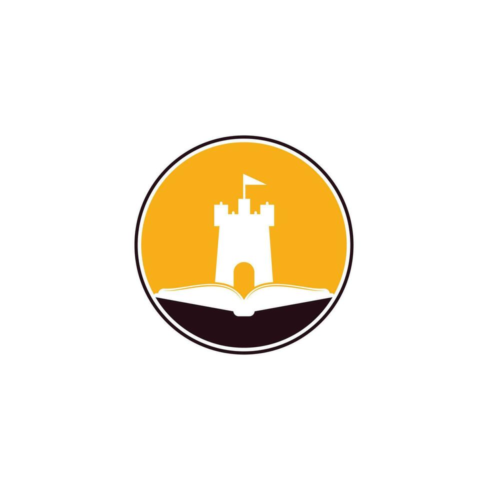 Castle Book Logo Template Design Vector. Book and castle logo combination. Tower and market symbol or icon. vector