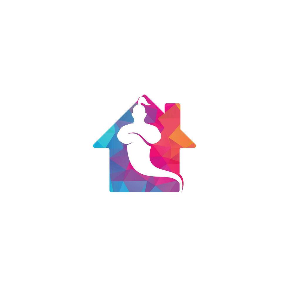 Genie home shape concept Logo Design. Magic Fantasy genie concept logo. vector