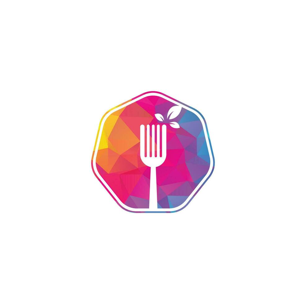 Healthy Food Logo design. Fork and leaf Logo icon. vector
