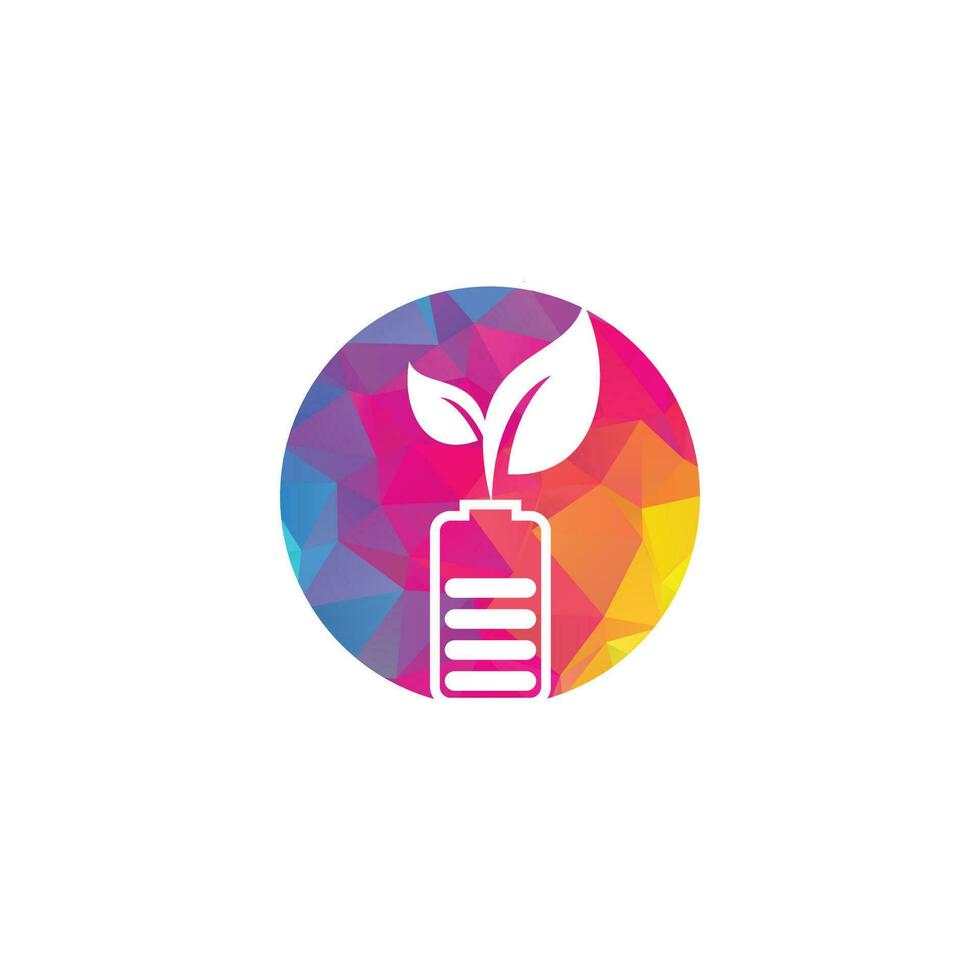 Battery leaves vector logo design. Battery and leaf icon natural energy symbol design element logo template