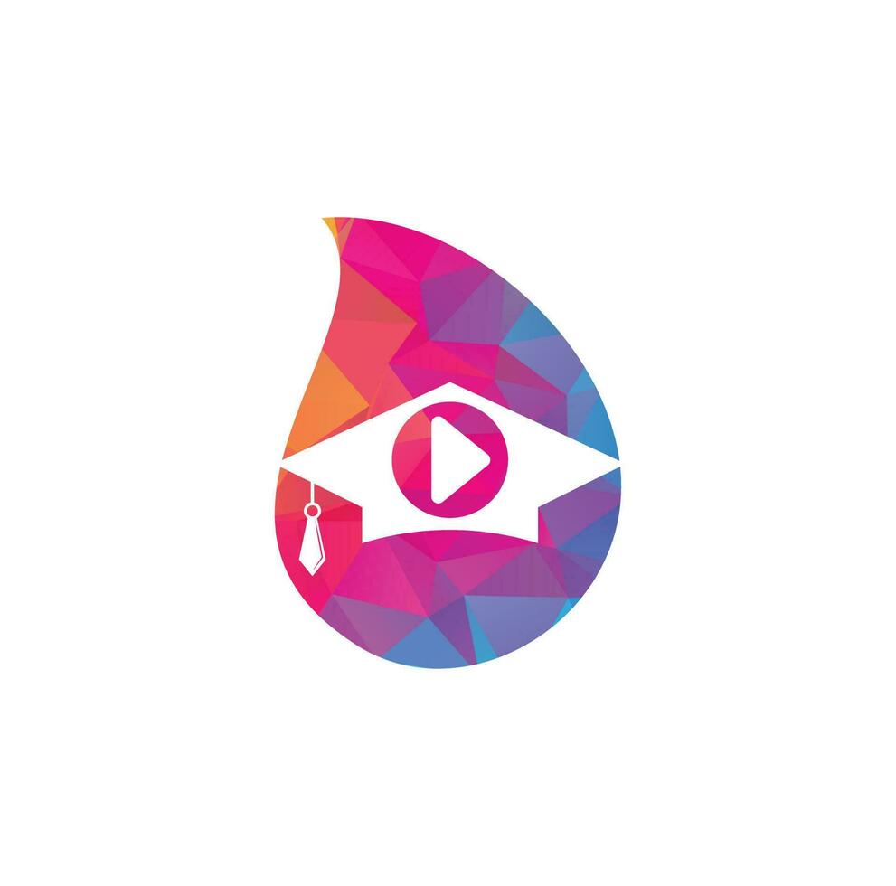 Education media player drop shape concept vector logo design. School play logo template design