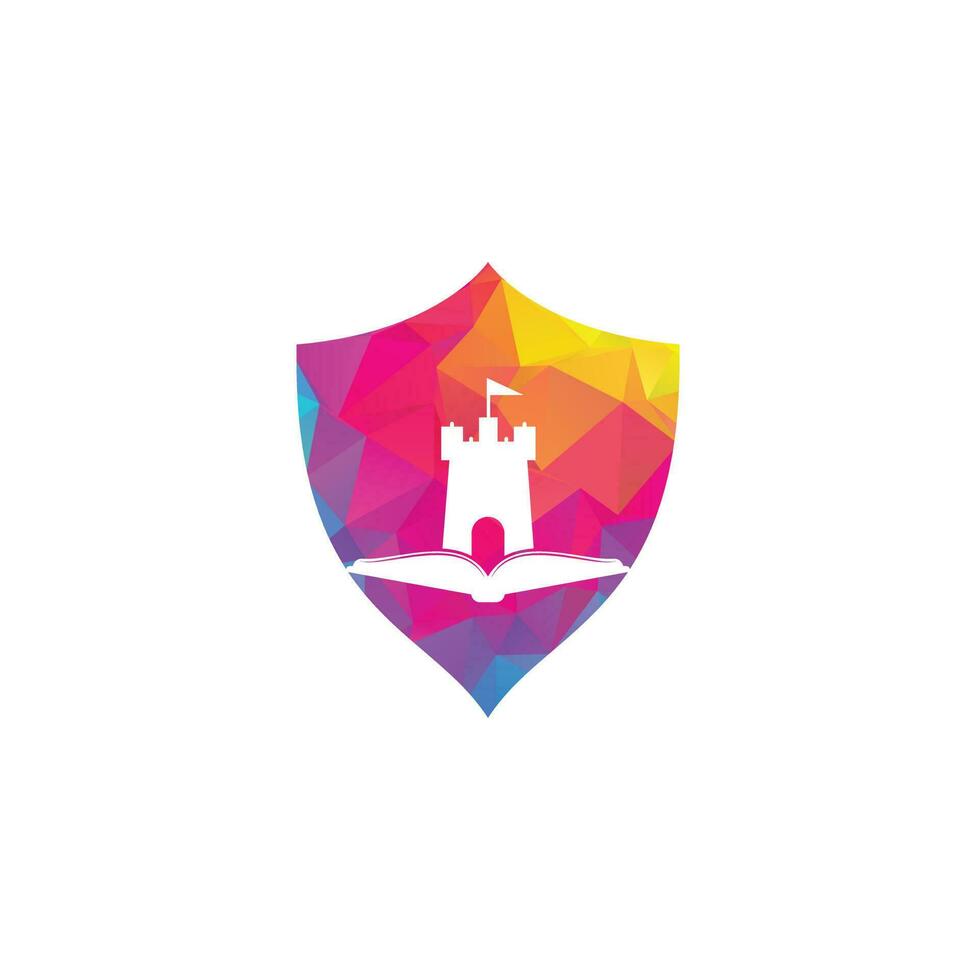 Castle Book Logo Template Design Vector. Book and castle logo combination. Tower and market symbol or icon. vector