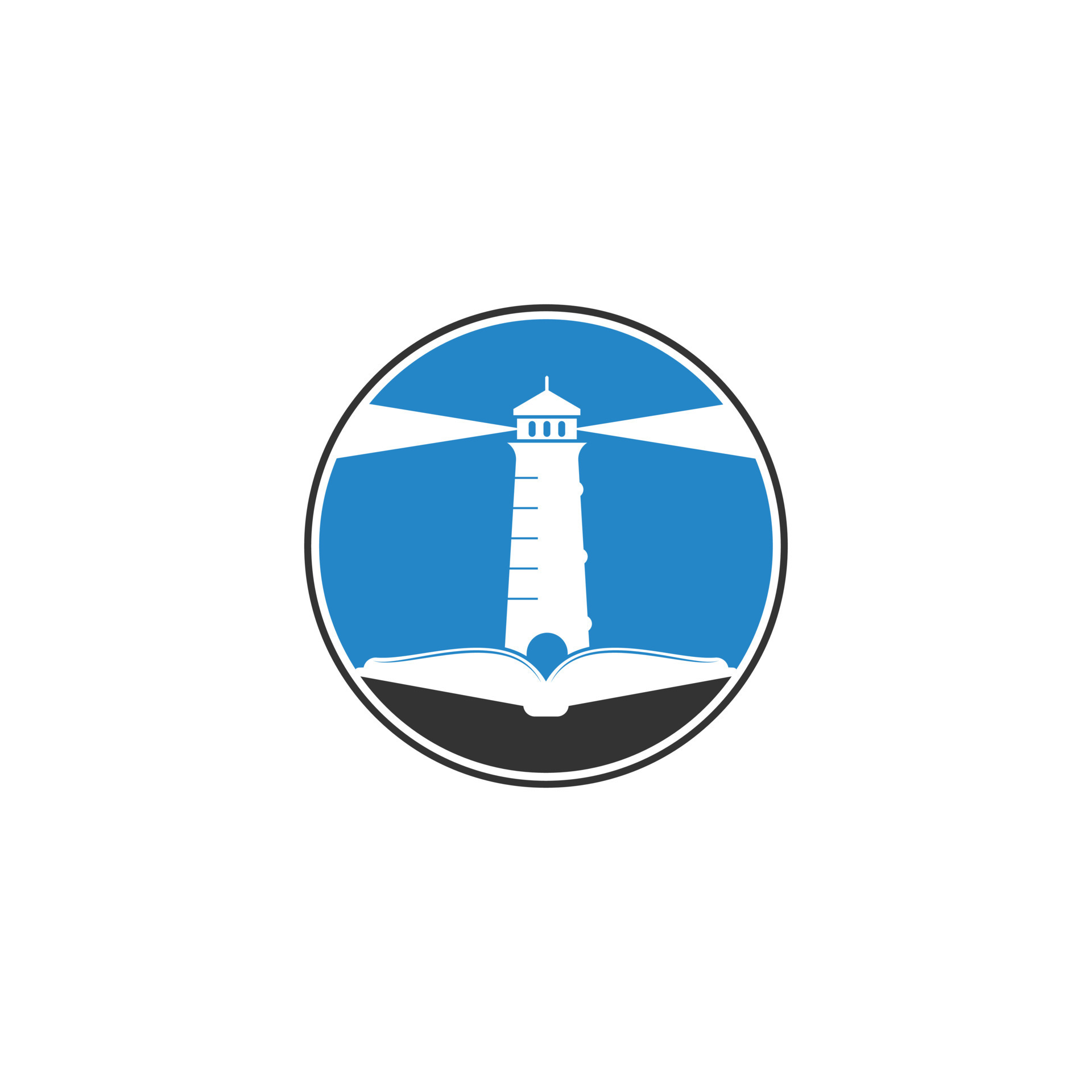 Book and Light House Logo design template. Book lighthouse icon