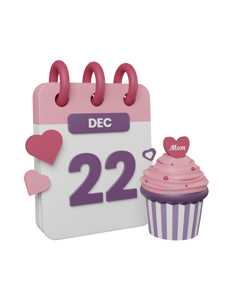 3D Calendar icon day 22 December png
