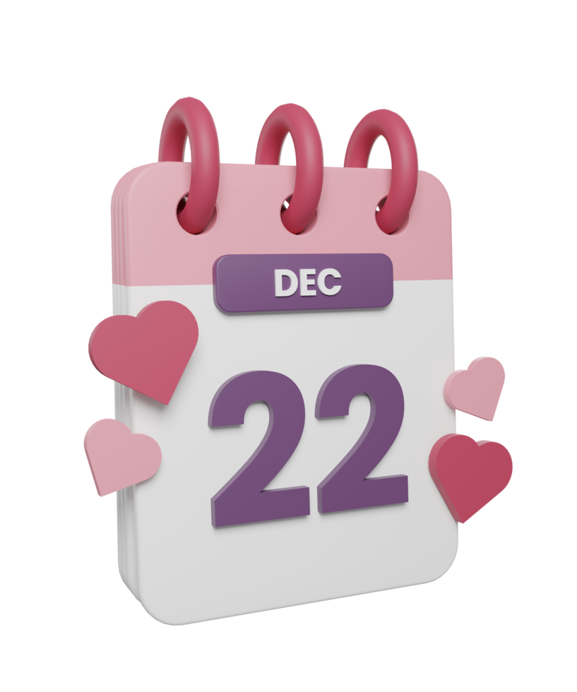 3D Calendar icon day 22 December png