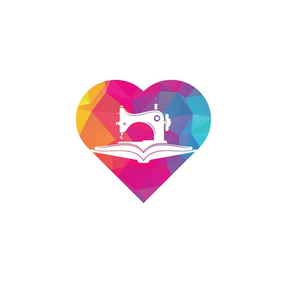 Book Manual sew machine heart shape logo. Simple illustration of manual sew machine icon. vector