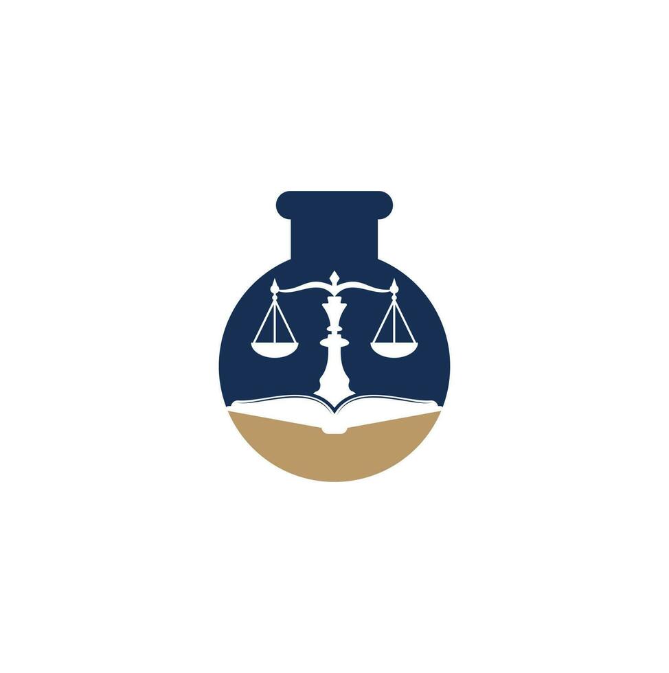 Law education lab shape concept logo design. Vector Libra and open book logo combination.