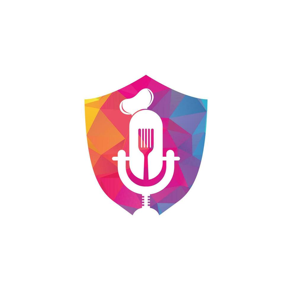 plantilla de diseño de logotipo de podcast de chef. vector de diseño de logotipo de educación de chef