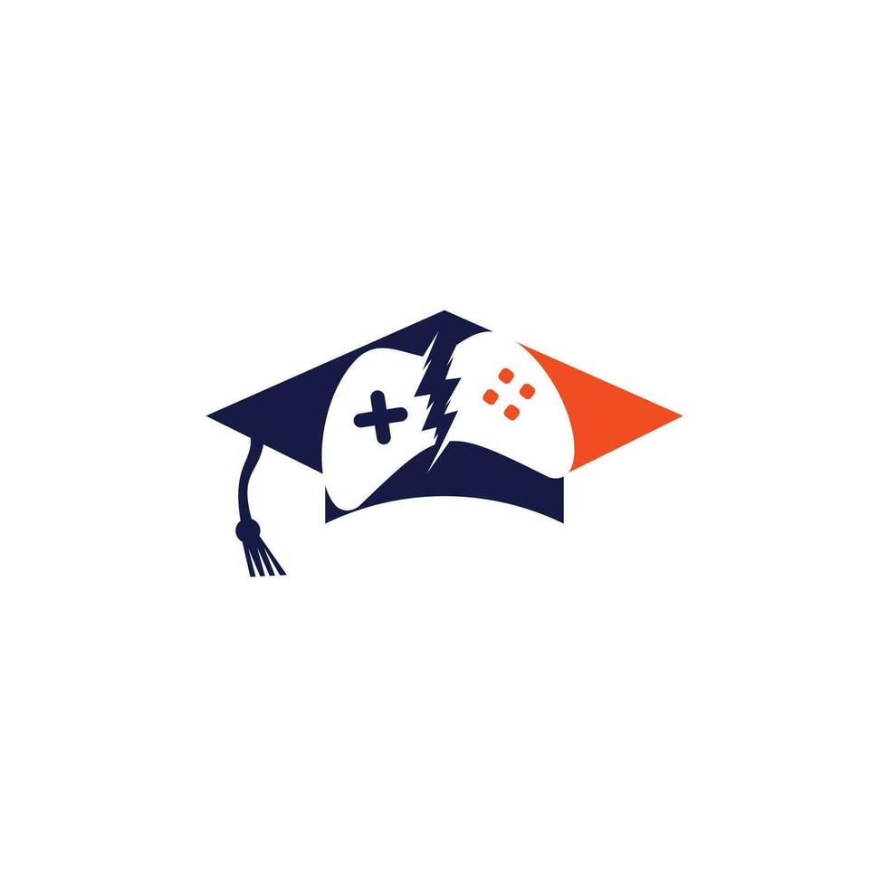 Game Education Logo Design Element. Game and graduation cap logo design. vector