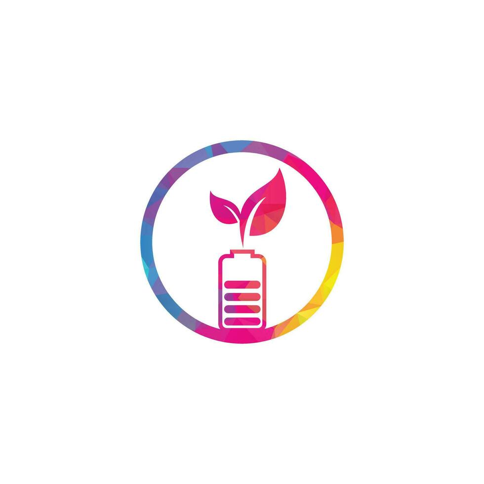 Battery leaves vector logo design. Battery and leaf icon natural energy symbol design element logo template