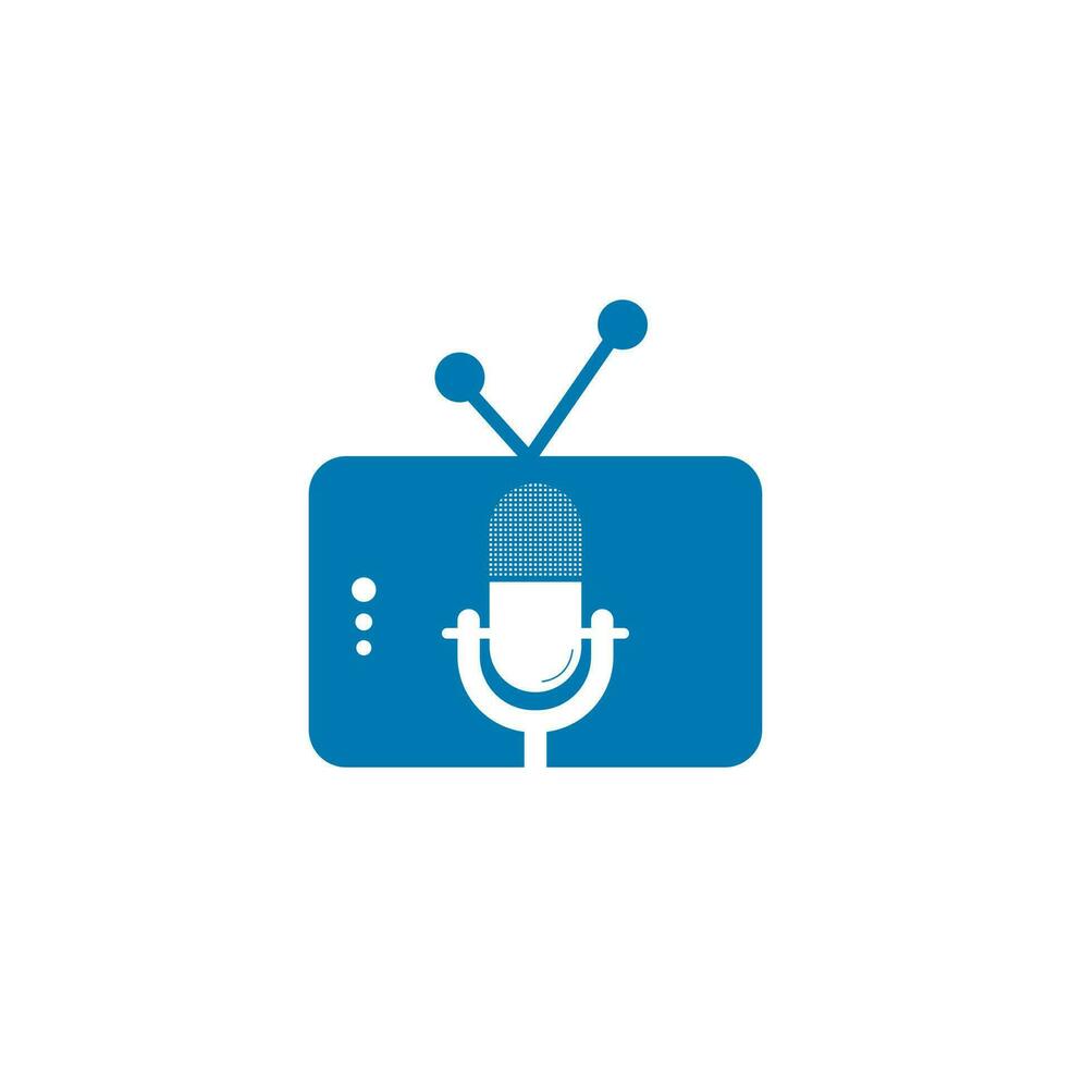 diseño de logotipo de vector de podcast de tv. icono de podcast de televisión. concepto de logotipo de podcast de vídeo digital.