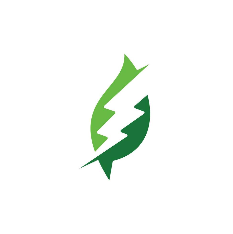 plantilla de diseño de logotipo de hoja de trueno. elemento de diseño de logotipo de energía de energía verde vector