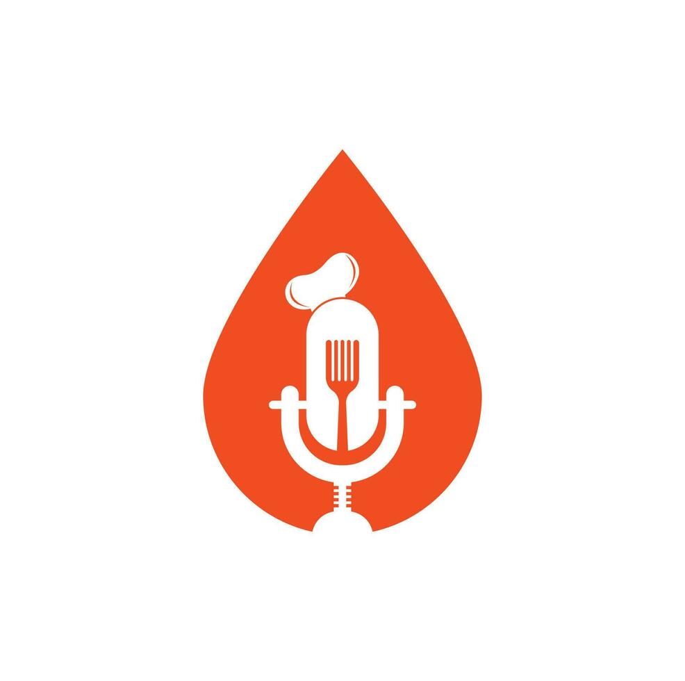 Chef podcast drop shape concept logo design template. chef education logo design vector