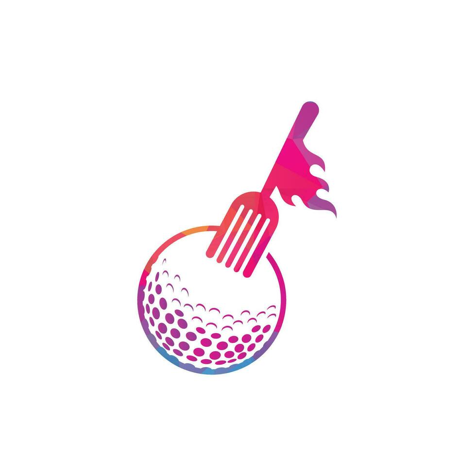 plantilla de diseño de logotipo de golf y tenedor. ilustración creativa de vector de diseño de logotipo de restaurante de golf