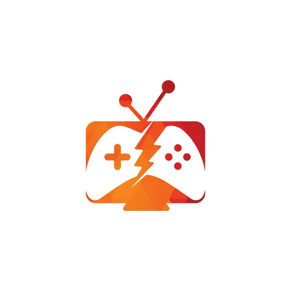 gamepad y tv, icono del juego. diseño de logotipo de juegos y tv vector