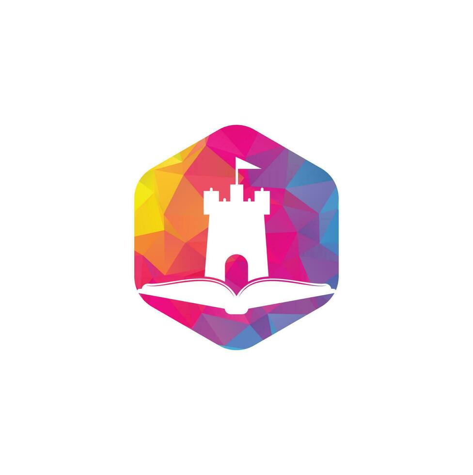 Castle Book Logo Template Design Vector. Book and castle logo combination. Tower and market symbol or icon. vector