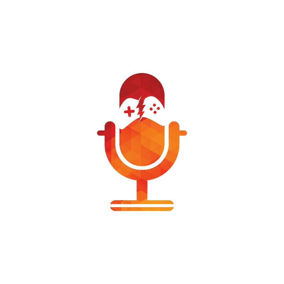 gamepad and podcast logo design template . Game and podcast logo icon vector