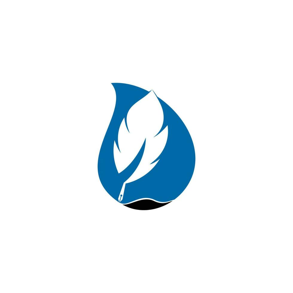 Feather Quill drop shape concept symbol vector design. Education and publication logo concept.