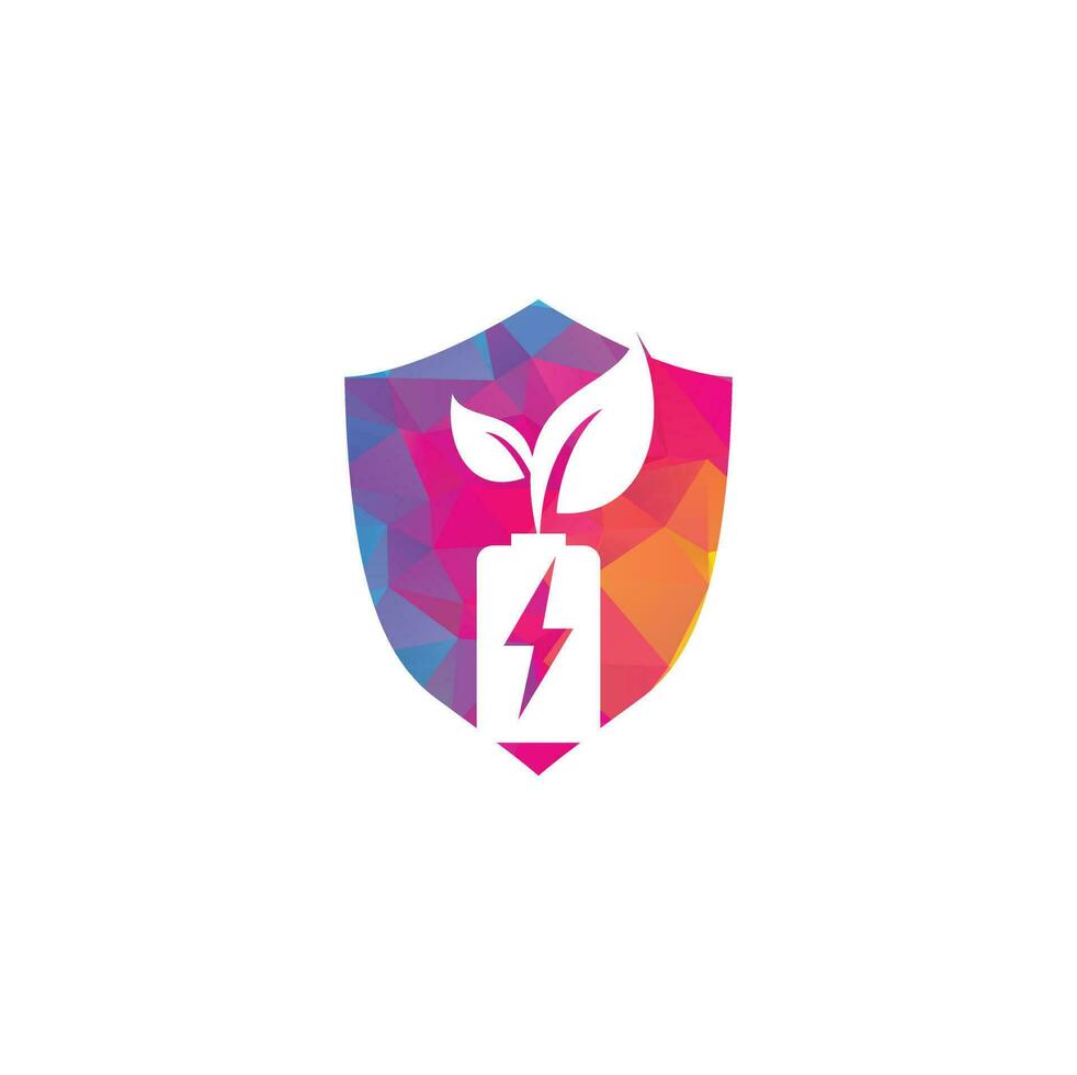Battery leaves vector logo design. Battery and leaf icon natural energy symbol design element logo template