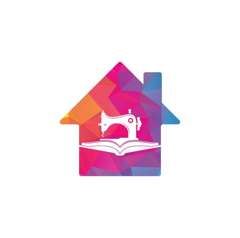Book Manual sew machine home shape logo. Simple illustration of manual sew machine icon. vector