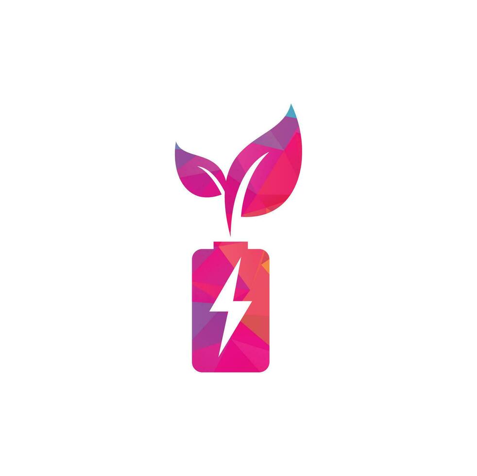 la batería deja el diseño del logotipo vectorial. plantilla de logotipo de elemento de diseño de símbolo de energía natural de icono de batería y hoja vector