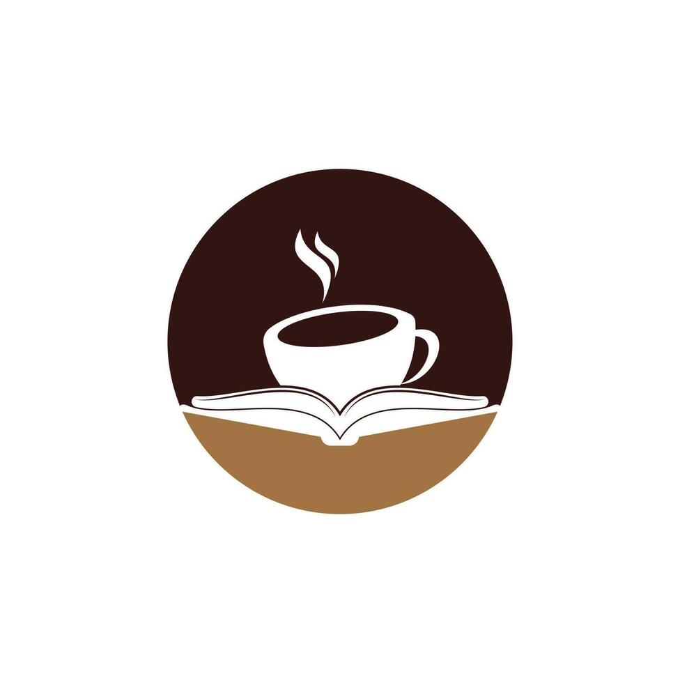 diseño del logotipo del vector del libro de café. logo icónico de la librería de té.