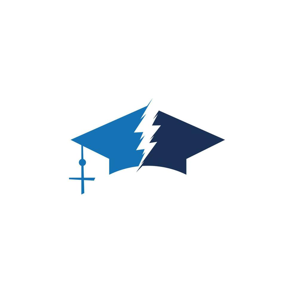 Flash education cap vector logo template. Thunder and hat symbol