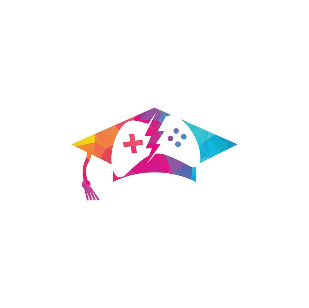 elemento de diseño del logotipo de educación de juegos. diseño del logo del juego y la gorra de graduación. vector